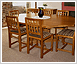 Extended octagonal table with curved lattice chairs Extended octagonal table with curved lattice chairs